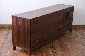 アンティーク家具　アンティーク　脚付き横長ローチェスト(ローボード、テレビボード)