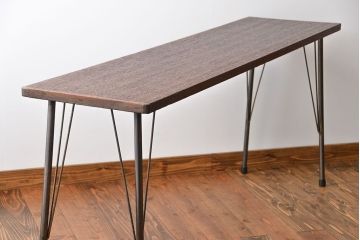レトロ家具　昭和レトロ　天板一枚板　古材を使った鉄脚テーブル(3)(作業台)