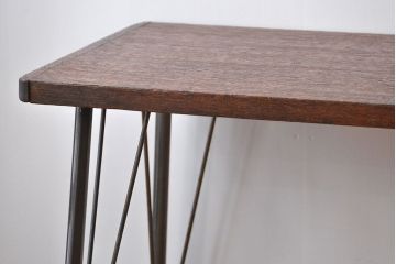 レトロ家具　昭和レトロ　天板一枚板　古材を使った鉄脚テーブル(3)(作業台)