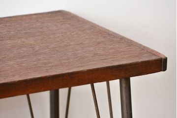 レトロ家具　昭和レトロ　天板一枚板　古材を使った鉄脚テーブル(3)(作業台)