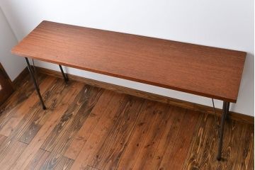 レトロ家具　昭和レトロ　天板一枚板!古材を使った鉄脚テーブル(2)(作業台)