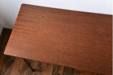 レトロ家具　昭和レトロ　天板一枚板!古材を使った鉄脚テーブル(2)(作業台)