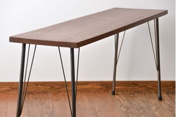 レトロ家具　昭和レトロ　天板一枚板!古材を使った鉄脚テーブル(2)(作業台)