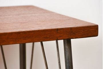 レトロ家具　昭和レトロ　天板一枚板!古材を使った鉄脚テーブル(2)(作業台)