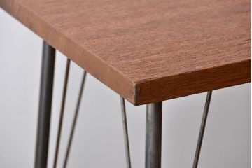 レトロ家具　昭和レトロ　天板一枚板!古材を使った鉄脚テーブル(2)(作業台)