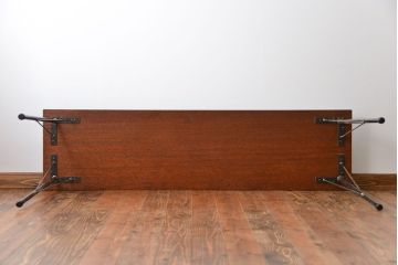 レトロ家具　昭和レトロ　天板一枚板!古材を使った鉄脚テーブル(2)(作業台)