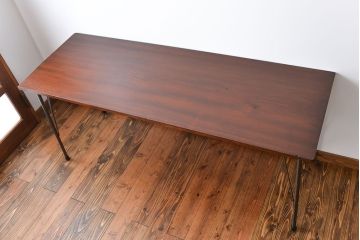 レトロ家具　昭和レトロ　天板一枚板　古材を使った鉄脚テーブル(5)(作業台)