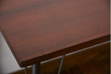 レトロ家具　昭和レトロ　天板一枚板　古材を使った鉄脚テーブル(5)(作業台)
