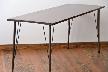 レトロ家具　昭和レトロ　天板一枚板　古材を使った鉄脚テーブル(5)(作業台)
