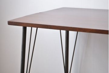 レトロ家具　昭和レトロ　天板一枚板　古材を使った鉄脚テーブル(5)(作業台)