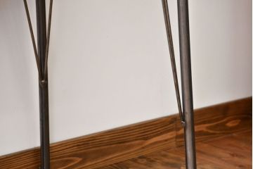 レトロ家具　昭和レトロ　天板一枚板　古材を使った鉄脚テーブル(5)(作業台)