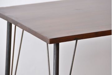 レトロ家具　昭和レトロ　天板一枚板　古材を使った鉄脚テーブル(5)(作業台)