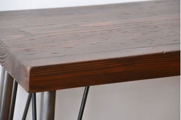 レトロ家具　昭和レトロ　天板一枚板!古材を使った鉄脚テーブル(3)(作業台)