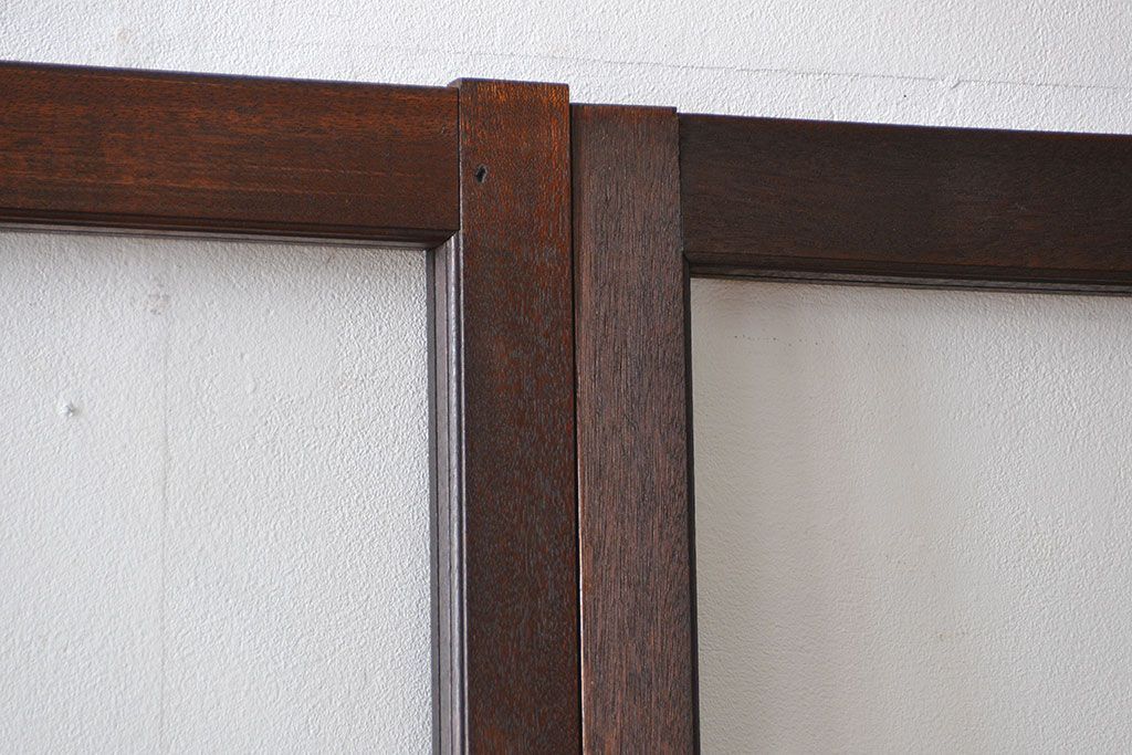 アンティーク　シンプルなガラス戸3枚セット(引き戸、建具)