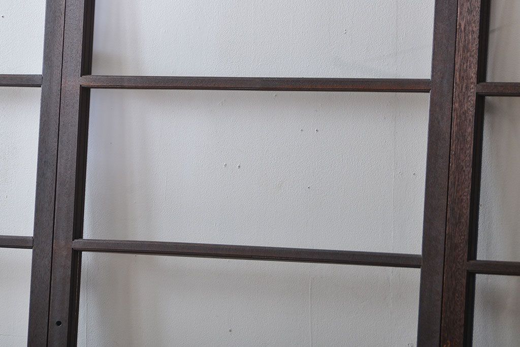 アンティーク　シンプルなガラス戸3枚セット(引き戸、建具)