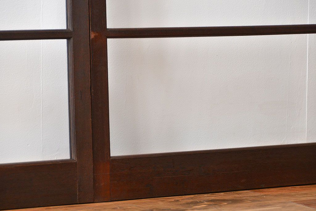 アンティーク　シンプルなガラス戸3枚セット(引き戸、建具)