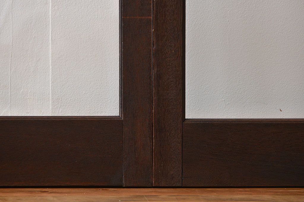 アンティーク　シンプルなガラス戸3枚セット(引き戸、建具)