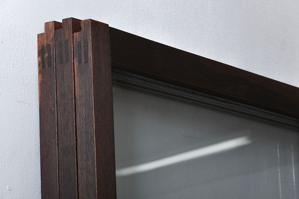 アンティーク　シンプルなガラス戸3枚セット(引き戸、建具)