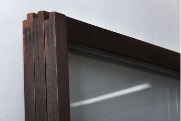 アンティーク　シンプルなガラス戸3枚セット(引き戸、建具)