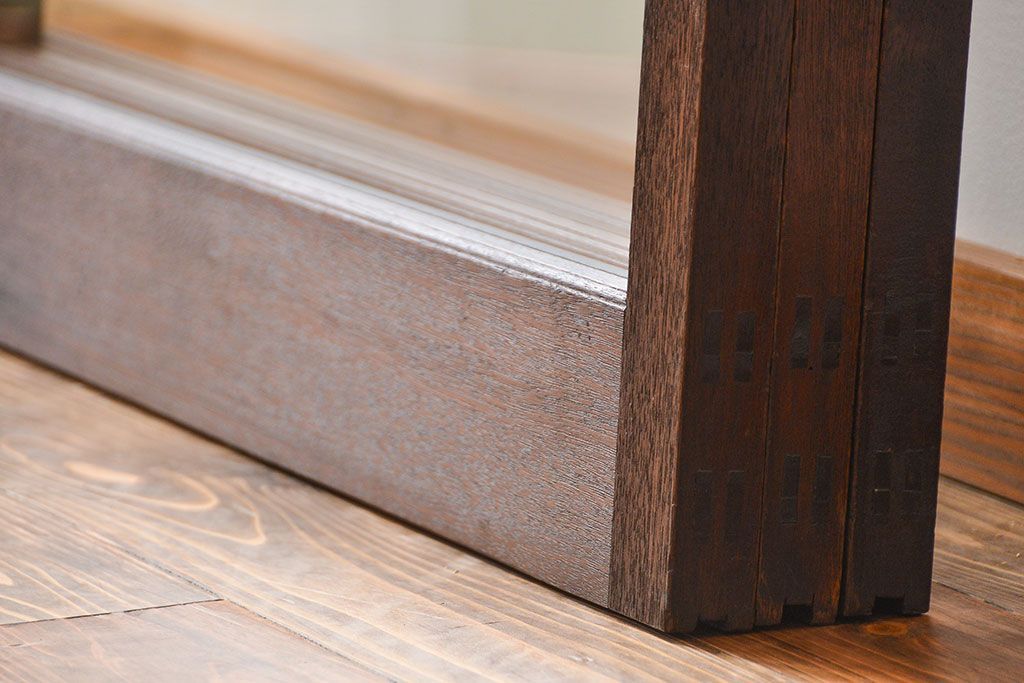 アンティーク　シンプルなガラス戸3枚セット(引き戸、建具)