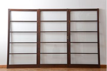 アンティーク　シンプルなガラス戸3枚セット(引き戸、建具)