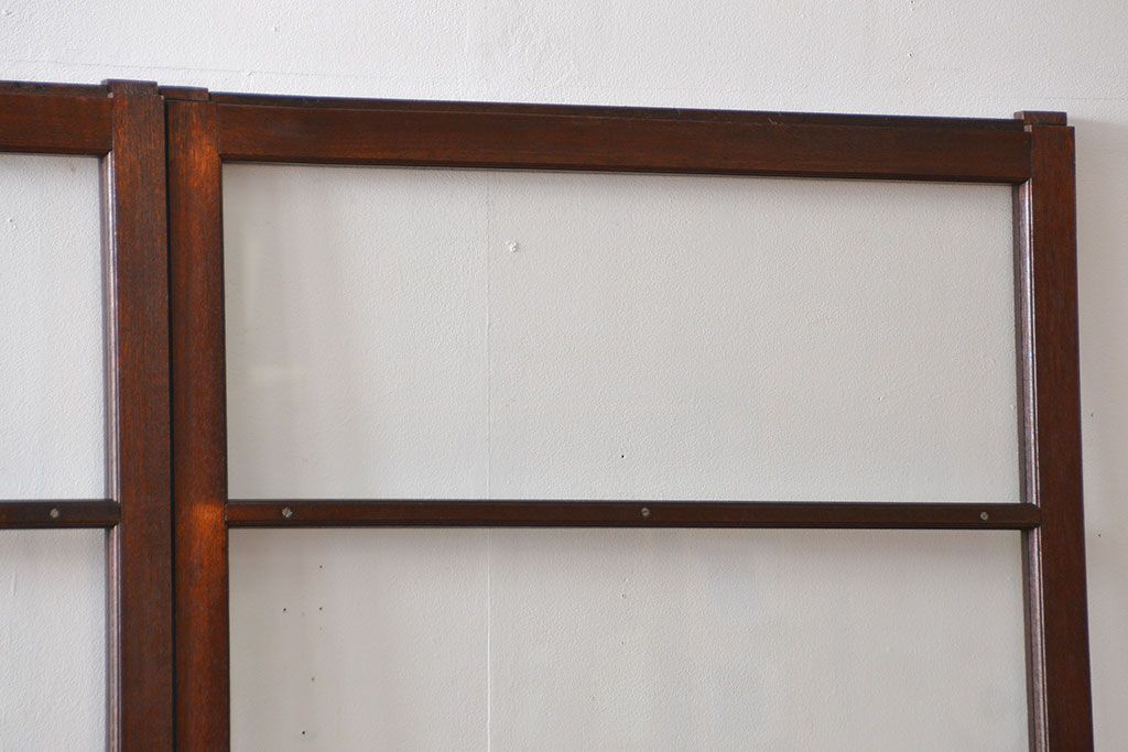 アンティーク　シンプルなガラス戸3枚セット(引き戸、建具)