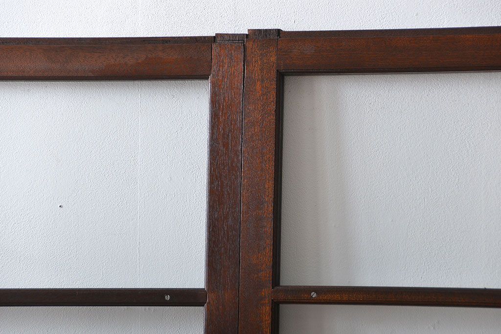 アンティーク　シンプルなガラス戸3枚セット(引き戸、建具)