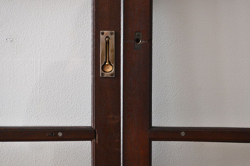 アンティーク　シンプルなガラス戸3枚セット(引き戸、建具)