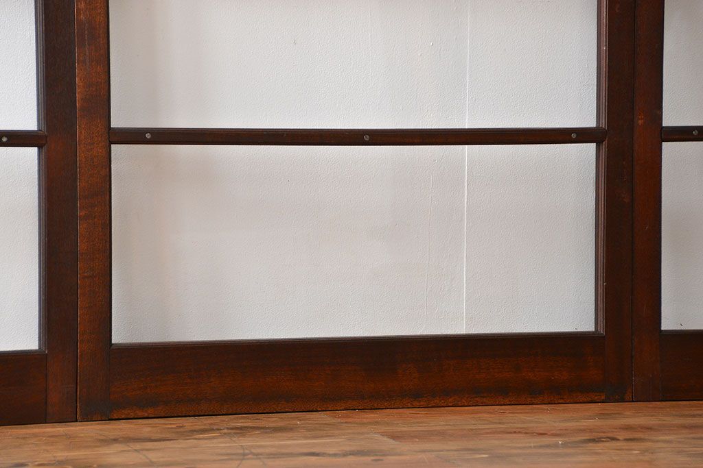 アンティーク　シンプルなガラス戸3枚セット(引き戸、建具)