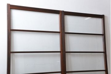 アンティーク　シンプルなガラス戸2枚セット(引き戸、建具)