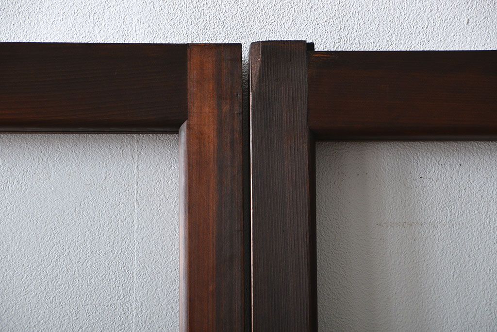 アンティーク　シンプルなガラス戸2枚セット(引き戸、建具)