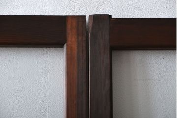 アンティーク　シンプルなガラス戸2枚セット(引き戸、建具)