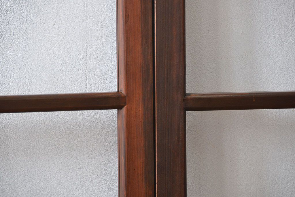 アンティーク　シンプルなガラス戸2枚セット(引き戸、建具)