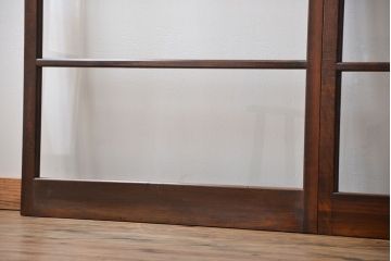 アンティーク　シンプルなガラス戸2枚セット(引き戸、建具)
