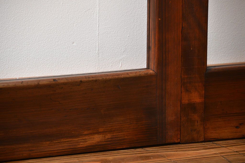 アンティーク　シンプルなガラス戸2枚セット(引き戸、建具)