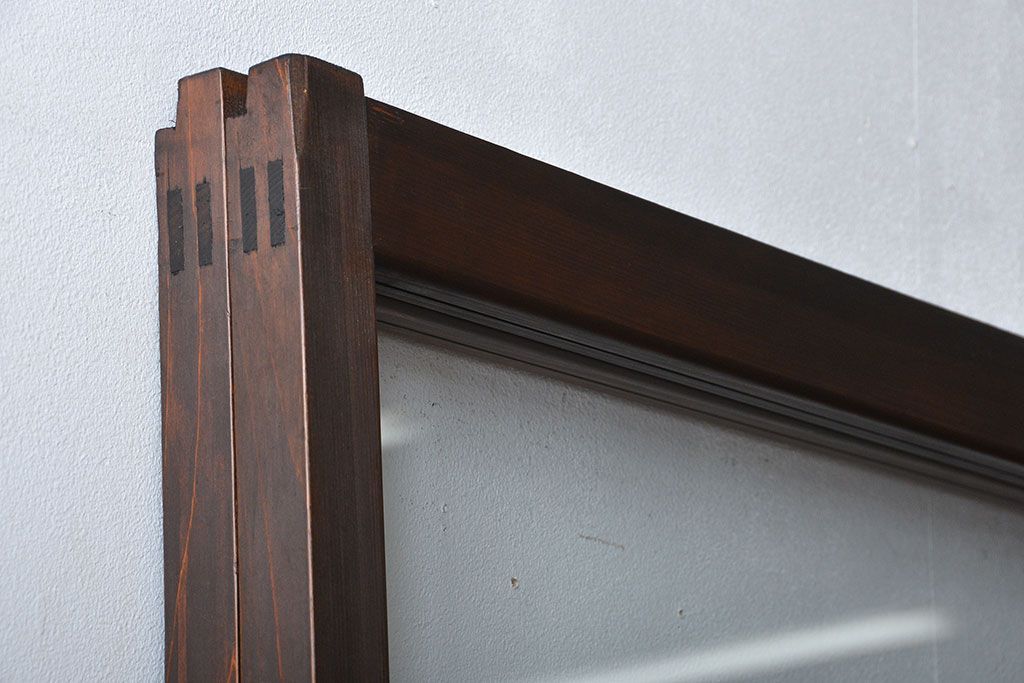 アンティーク　シンプルなガラス戸2枚セット(引き戸、建具)