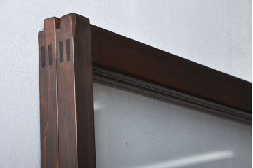 アンティーク　シンプルなガラス戸2枚セット(引き戸、建具)