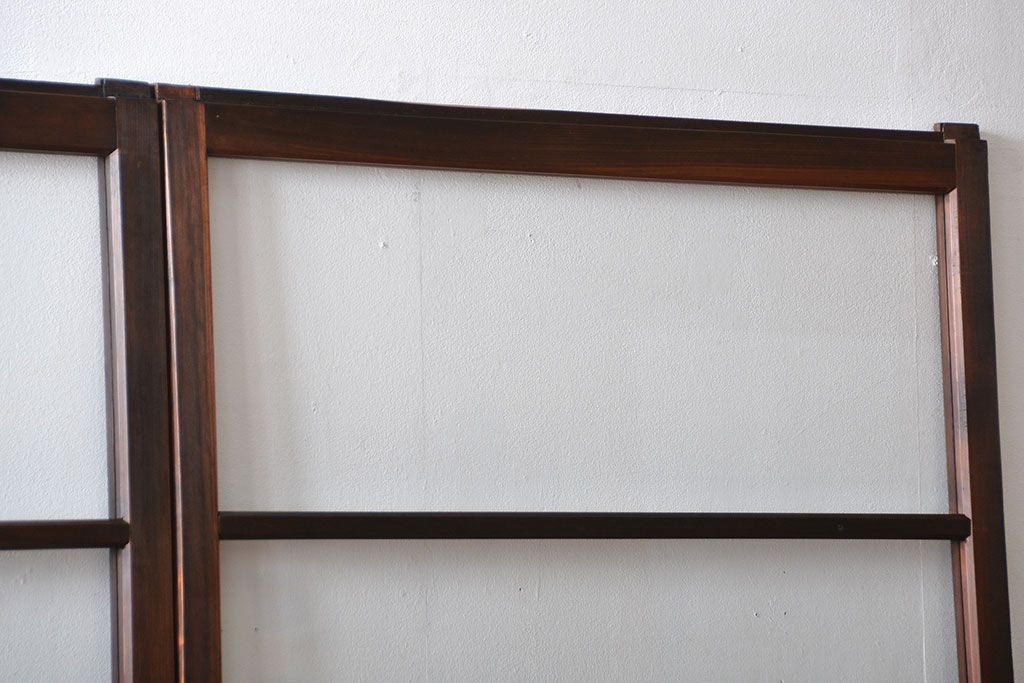 アンティーク　シンプルなガラス戸2枚セット(引き戸、建具)