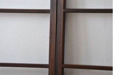 アンティーク　シンプルなガラス戸2枚セット(引き戸、建具)