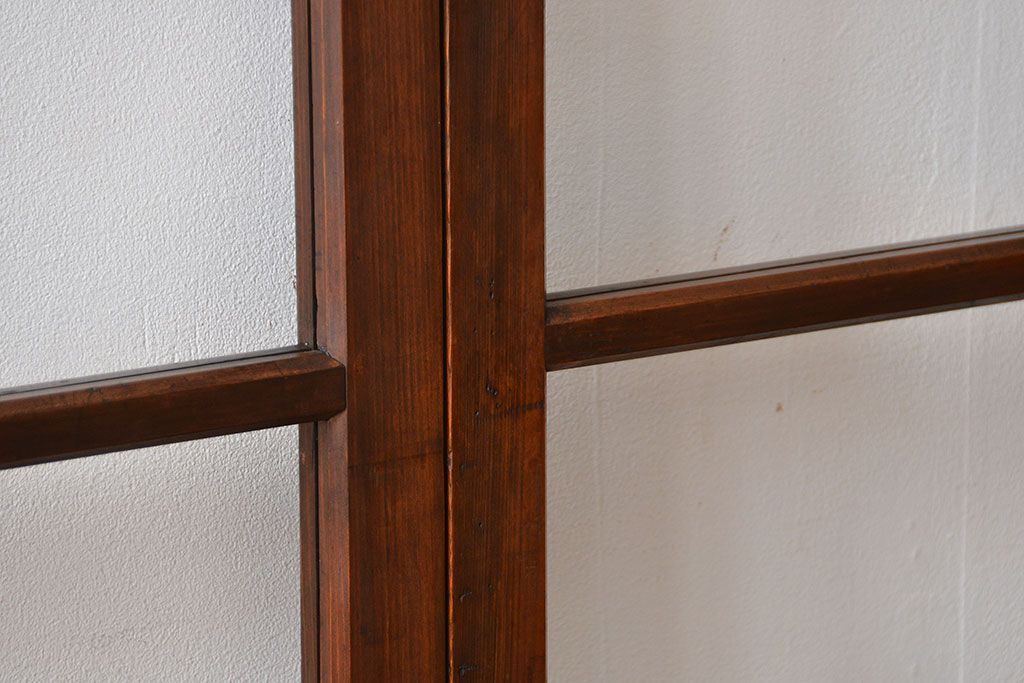 アンティーク　シンプルなガラス戸2枚セット(引き戸、建具)