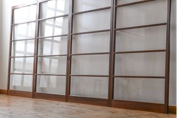 アンティーク　シンブルなガラス戸4枚セット(引き戸、建具)