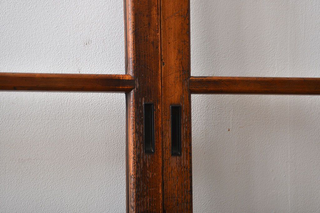 アンティーク　シンブルなガラス戸4枚セット(引き戸、建具)