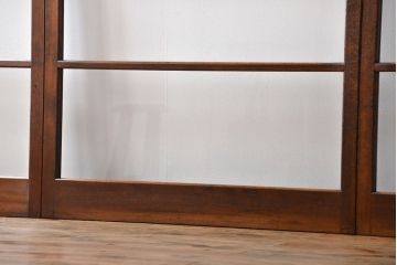 アンティーク　シンブルなガラス戸4枚セット(引き戸、建具)