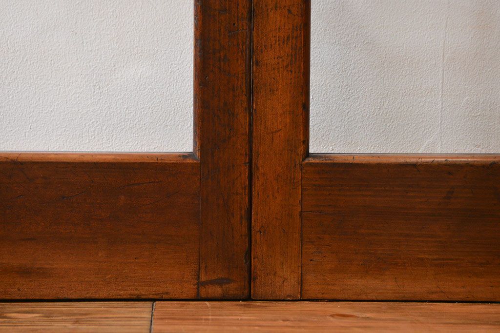 アンティーク　シンブルなガラス戸4枚セット(引き戸、建具)