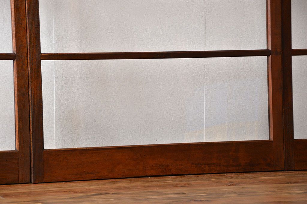 アンティーク　シンブルなガラス戸4枚セット(引き戸、建具)