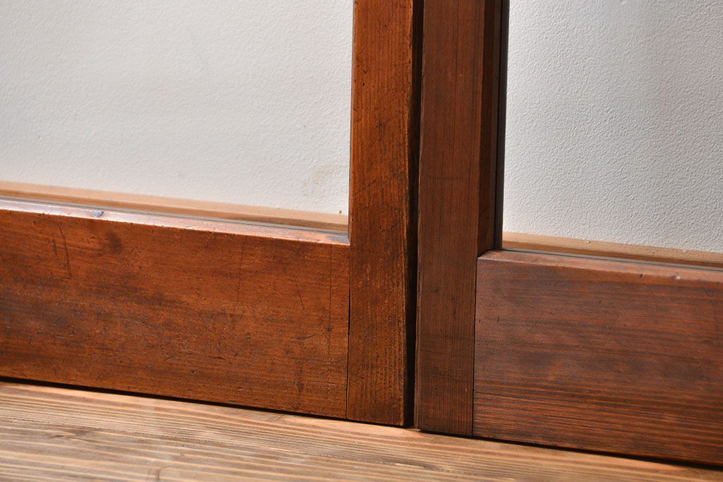 アンティーク　シンブルなガラス戸4枚セット(引き戸、建具)