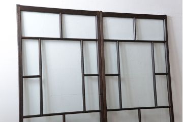 大正ロマン クリアガラス引き戸 2枚セット(パーテーション、ガラス戸、パネル、スクリーン)