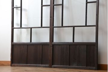大正ロマン クリアガラス引き戸 2枚セット(パーテーション、ガラス戸、パネル、スクリーン)