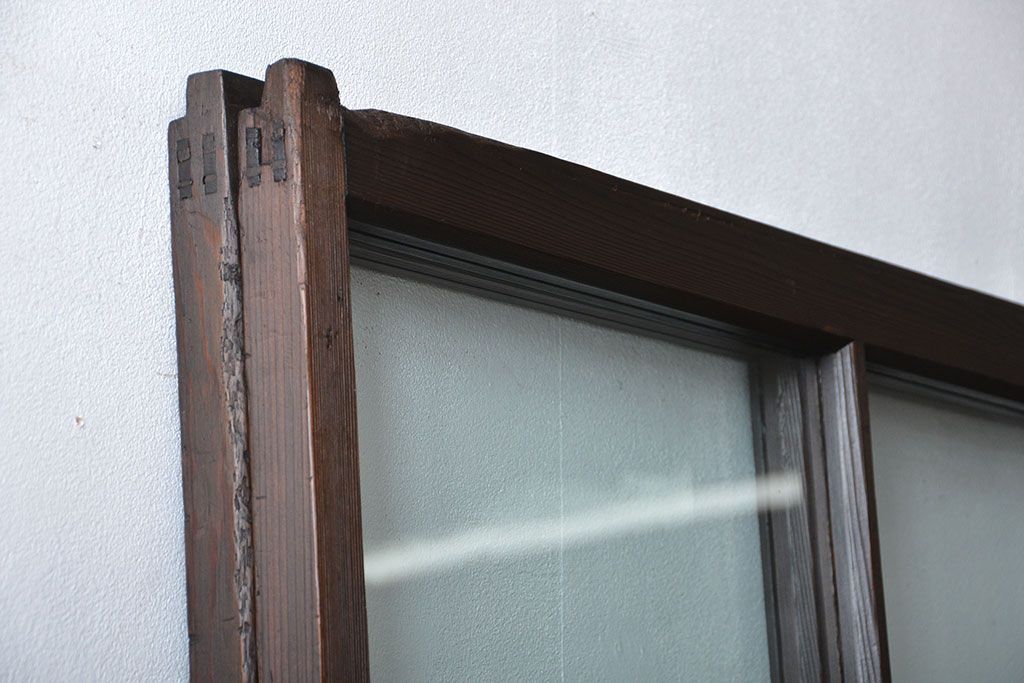 大正ロマン クリアガラス引き戸 2枚セット(パーテーション、ガラス戸、パネル、スクリーン)