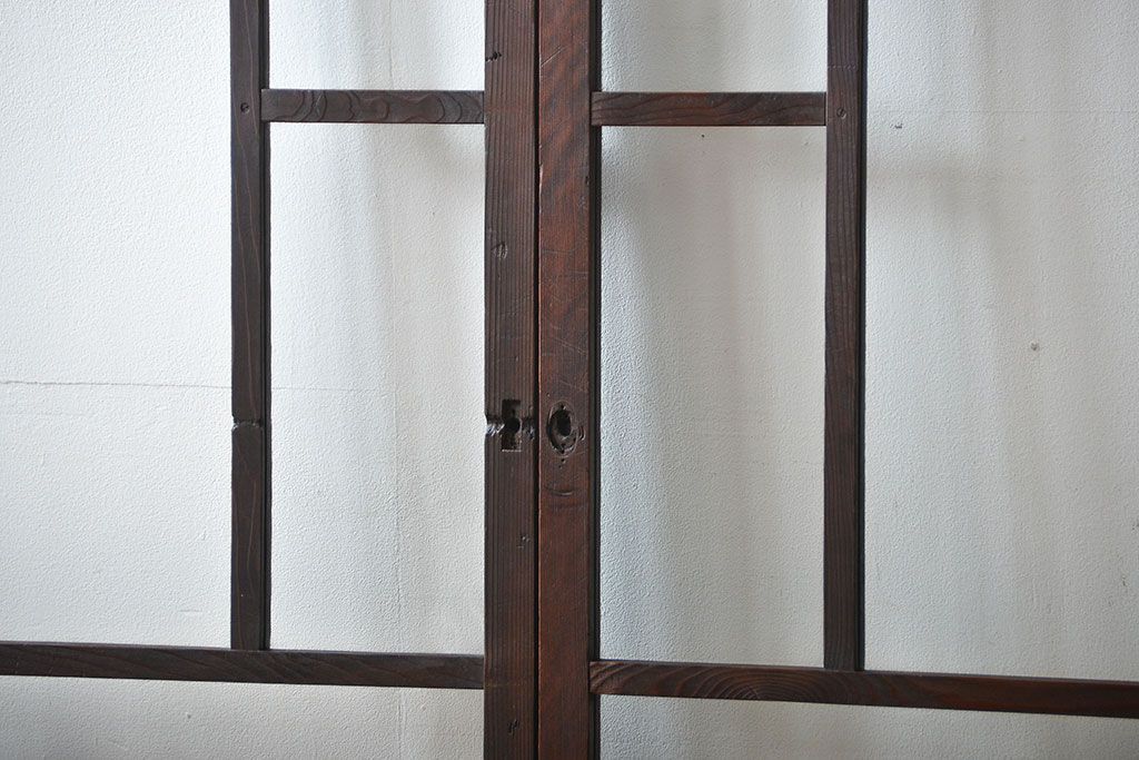 大正ロマン クリアガラス引き戸 2枚セット(パーテーション、ガラス戸、パネル、スクリーン)